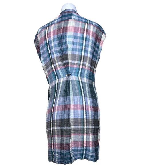 Anthro Holding Horses shirt dress gauze Small plaid button down - Picture 5 of 8